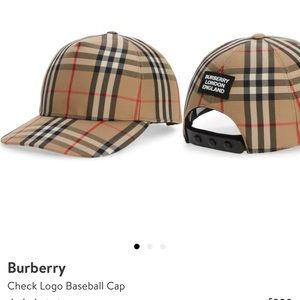 Men’s Burberry Check Logo Baseball Hat